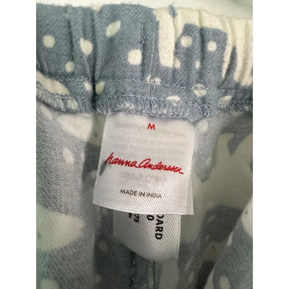 Hanna Andersson Adult Size M Blue White Polar Bear Flannel Pajama Pants Bottoms